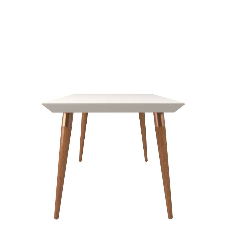 70.86" Utopia Modern Beveled Rectangular Dining Table with Glass Top Maple Cream/Off White - Manhattan Comfort