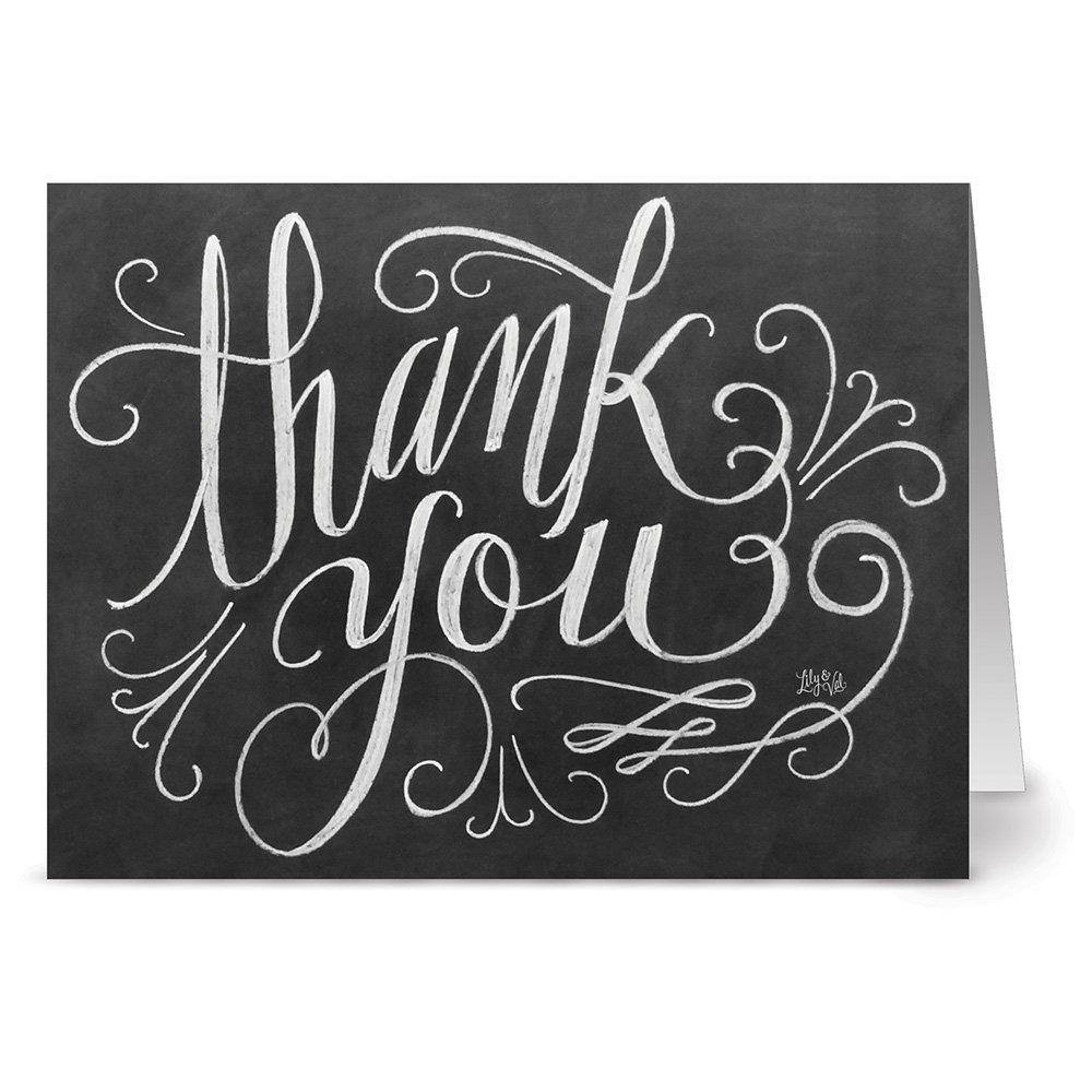 Handlettered Thank You - 36 Chalkboard Thank You Note Cards - Blank Cards - Kraft Envelopes Included