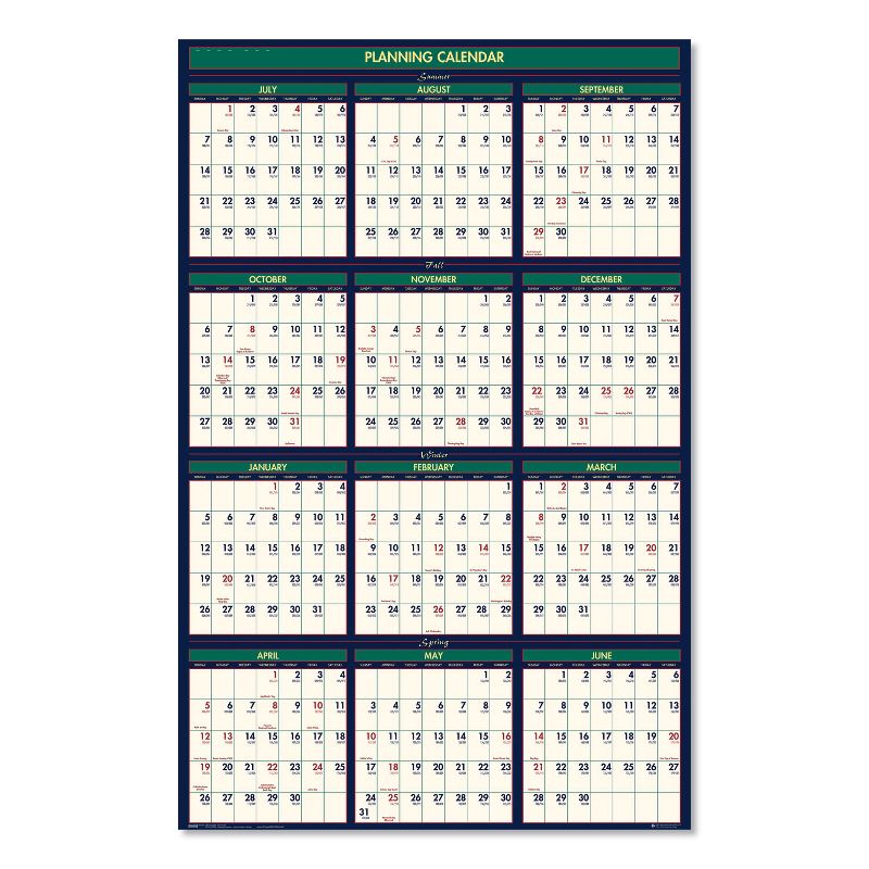House of Doolittle Four Seasons Reversible Business/Academic Calendar, 24 x 37, 2020-2021 391