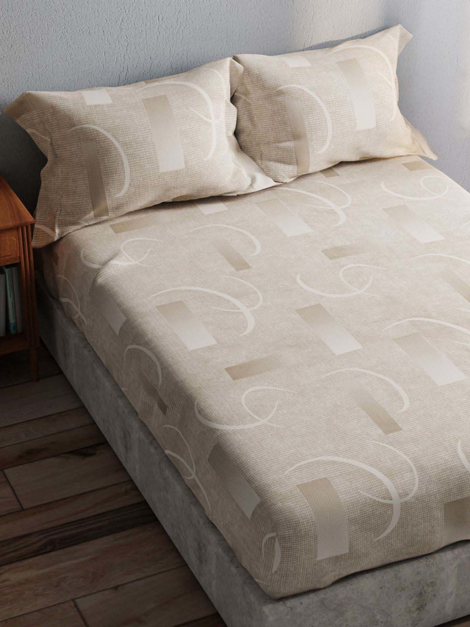 Bianca Amolina Grey 135 TC Cotton Double Bedsheet with 2 Pillow Covers