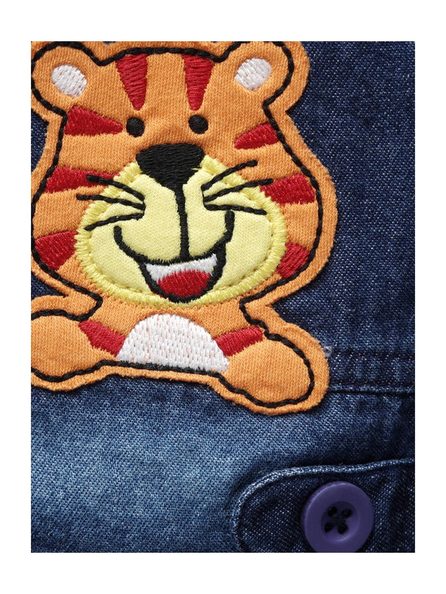 Pranava Kids Dark Blue Cotton Patch Work Shorts