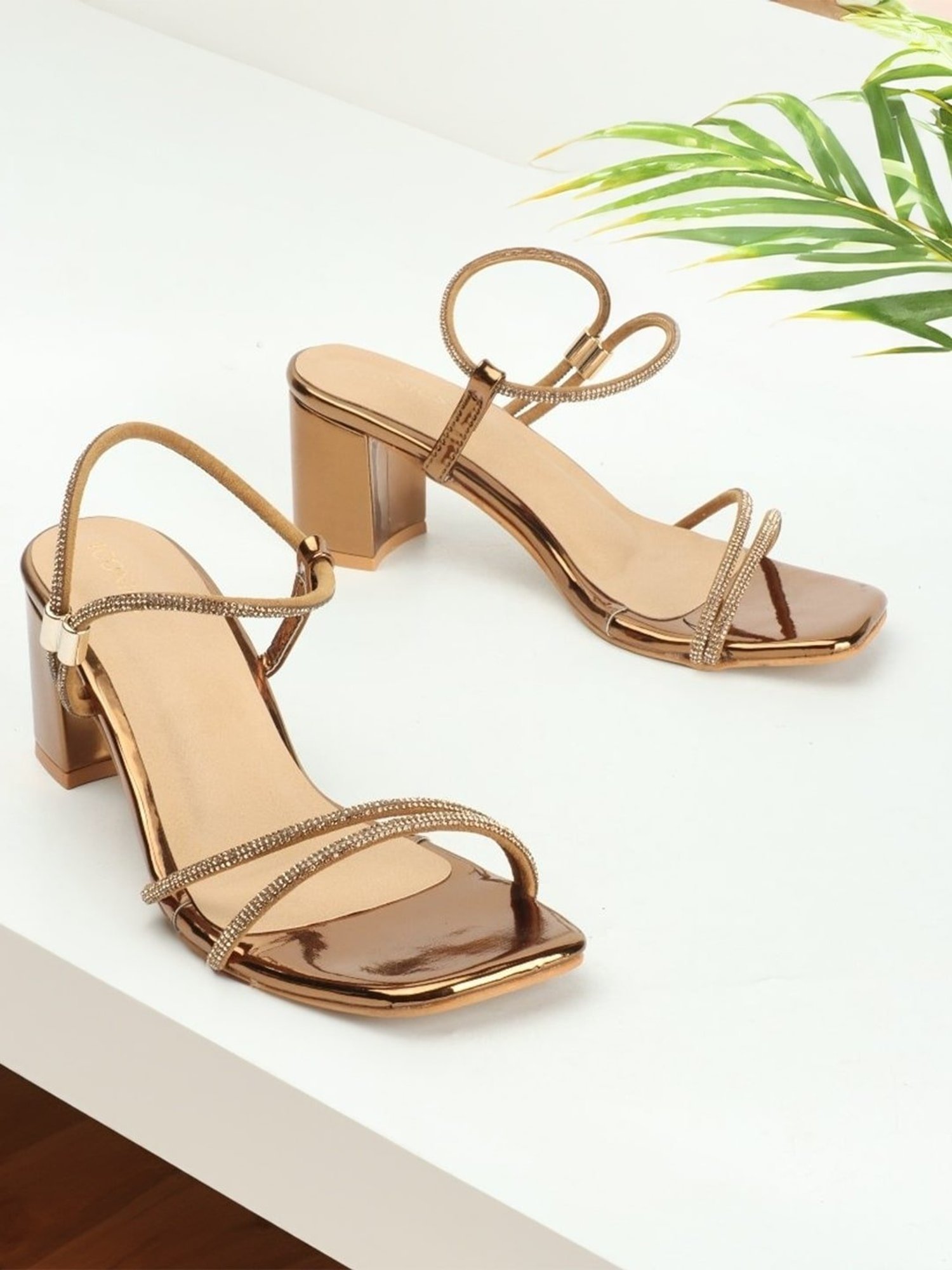 Iconics Women's Antique Gold Ankle Strap Sandals