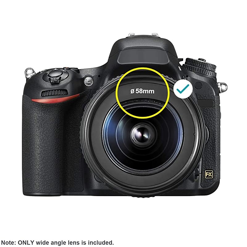 58MM 043x Professional HD Wide Angle Lens Macro Portion for Canon EOS Rebel 77D T7i T6s T6i T6 T5i T5 T4i T3i T3 SL1 1100D 700D 650D 600D 550D 300D 100D 60D 7D 70D