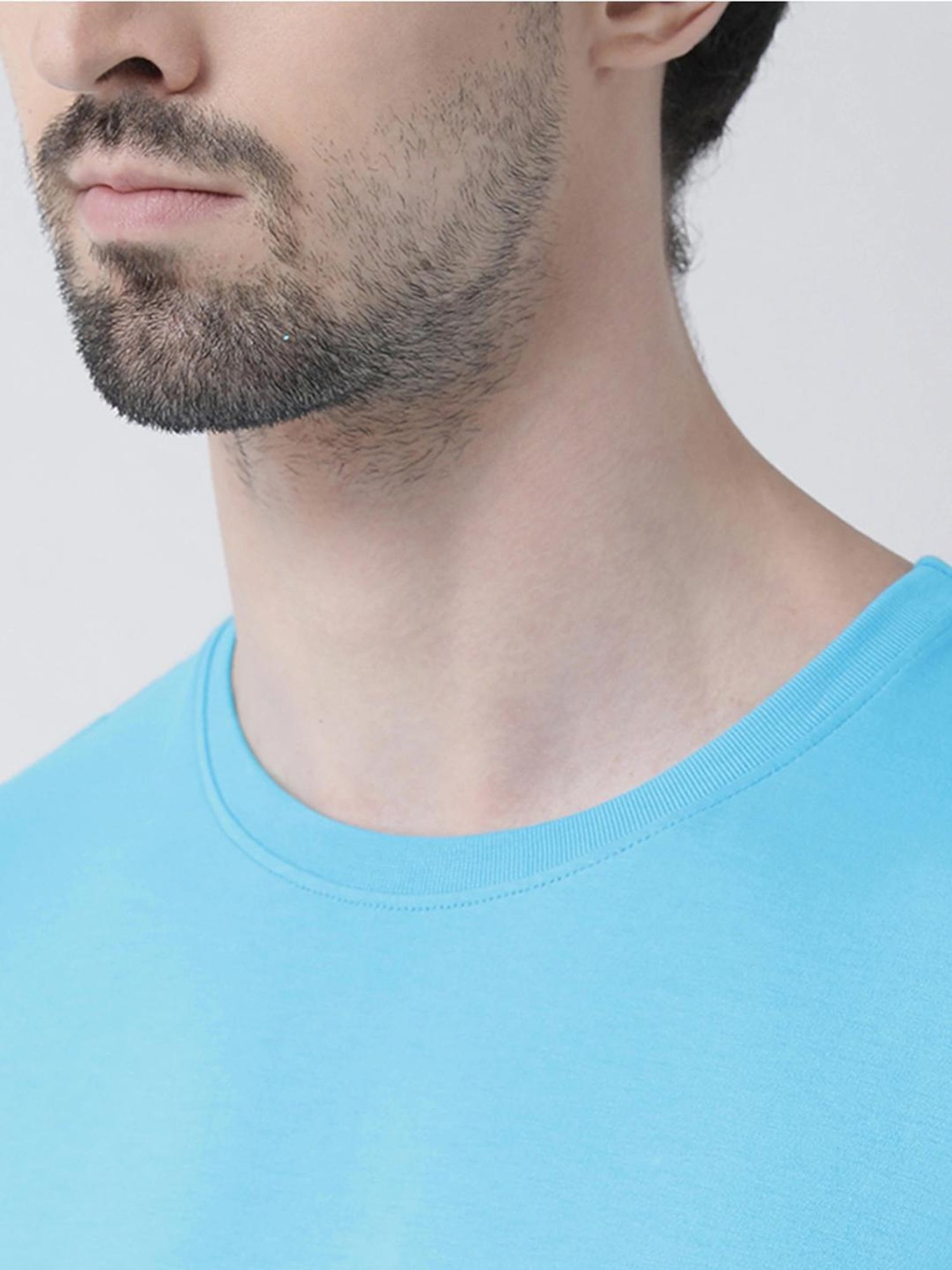 Friskers Turquoise Blue Cotton Slim Fit Printed T-Shirt