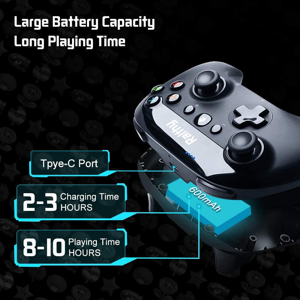 Ralthy Wireless Pro Controller for Nintendo Switch/Switch Lite Remote Joypad Gamepad Support Turbo, Dual Shock and Gyro Axis[New Version]