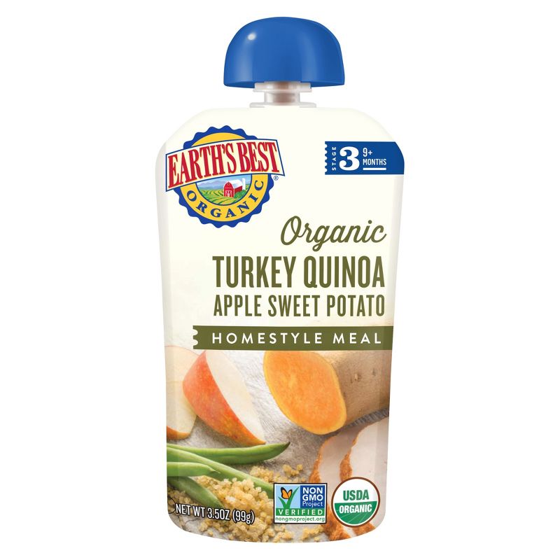 Earth's Best Organic Turkey Quinoa Apple Sweet Potato Homestyle Baby Meals Pouch - 3.5oz