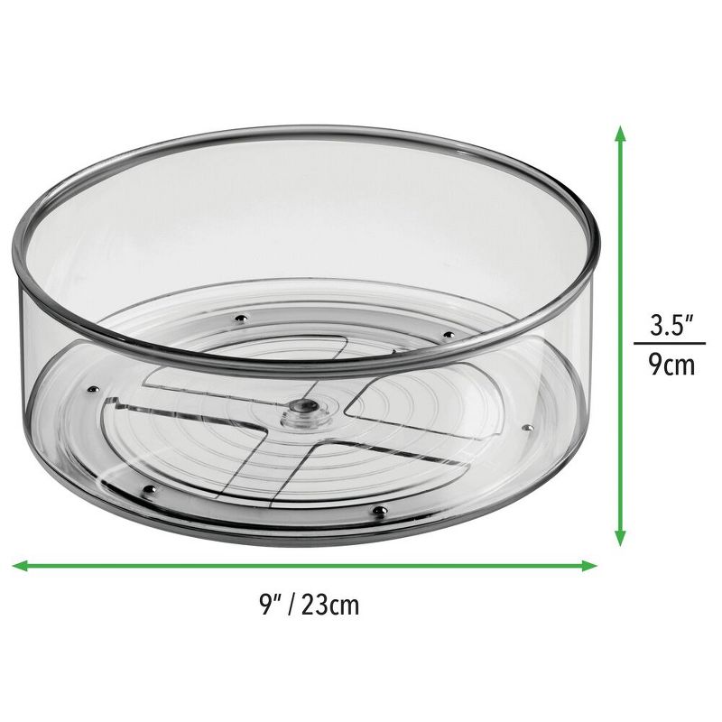 mDesign Plastic Round Lazy Susan Rotating Storage Turntable, 2 Pack - Smoke Gray