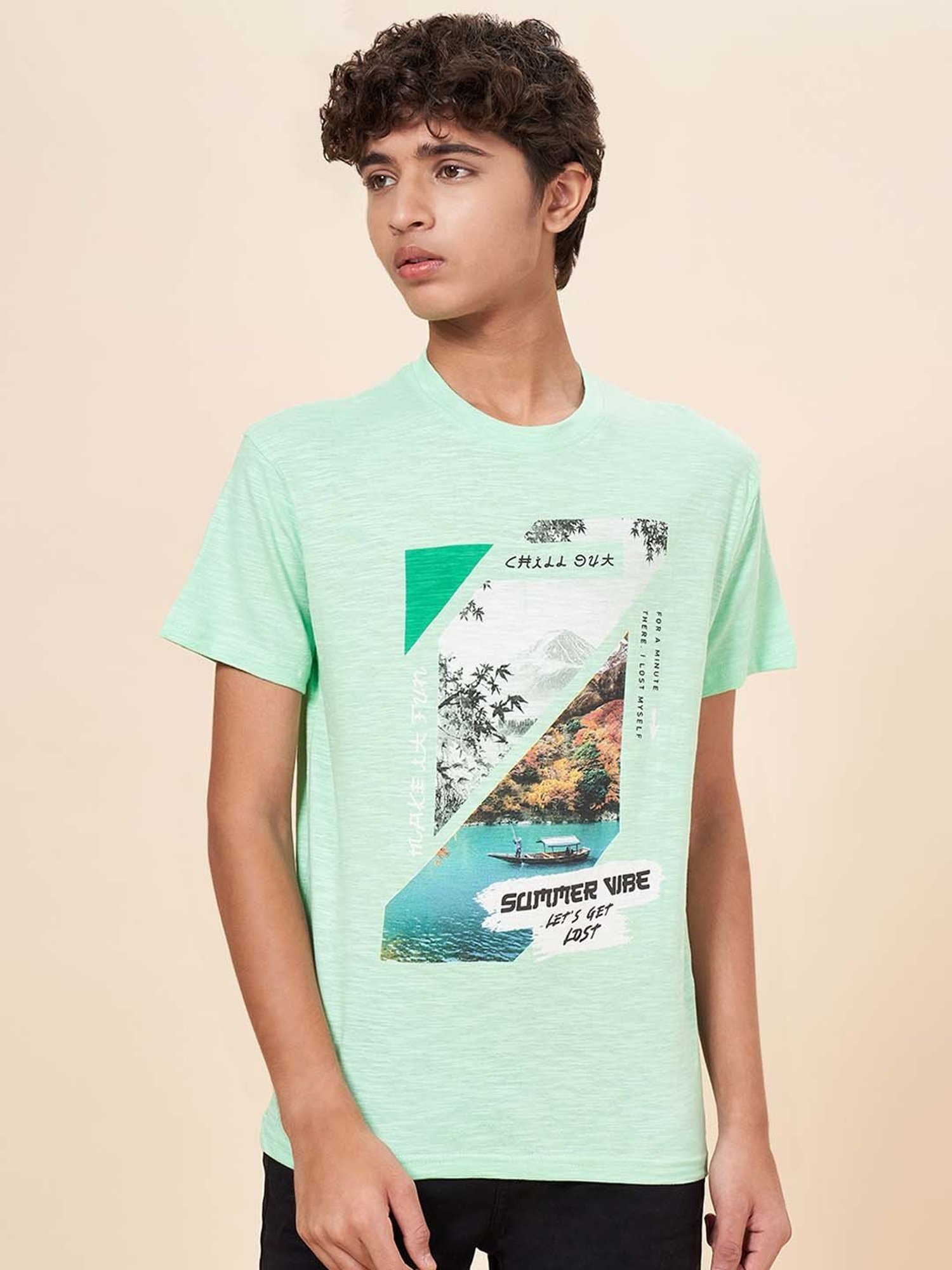 Coolsters by Pantaloons Kids Green Cotton Printed T-Shirt