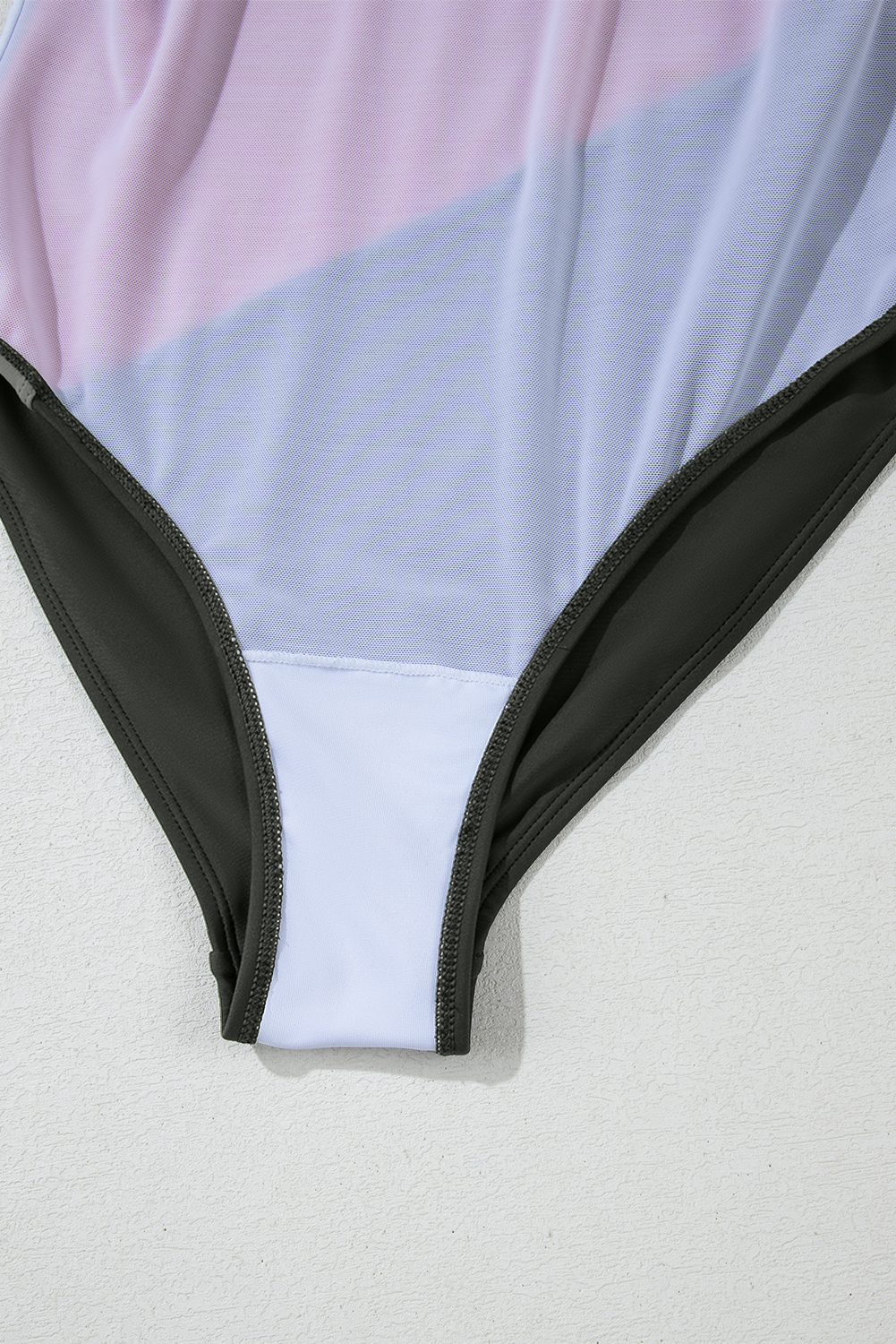 Black Plant Print Zip Front Half Sleeve One Piece Swimsuit