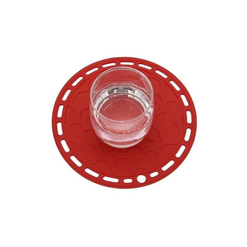 Plus Big Round Silicone Pot Holder Hot Pads and Trivets for Hot Dishes and Hot Pots, Hot Mats for Countertops, Tables, Spoon Rest Small Place Mats Set of 3 Color Red