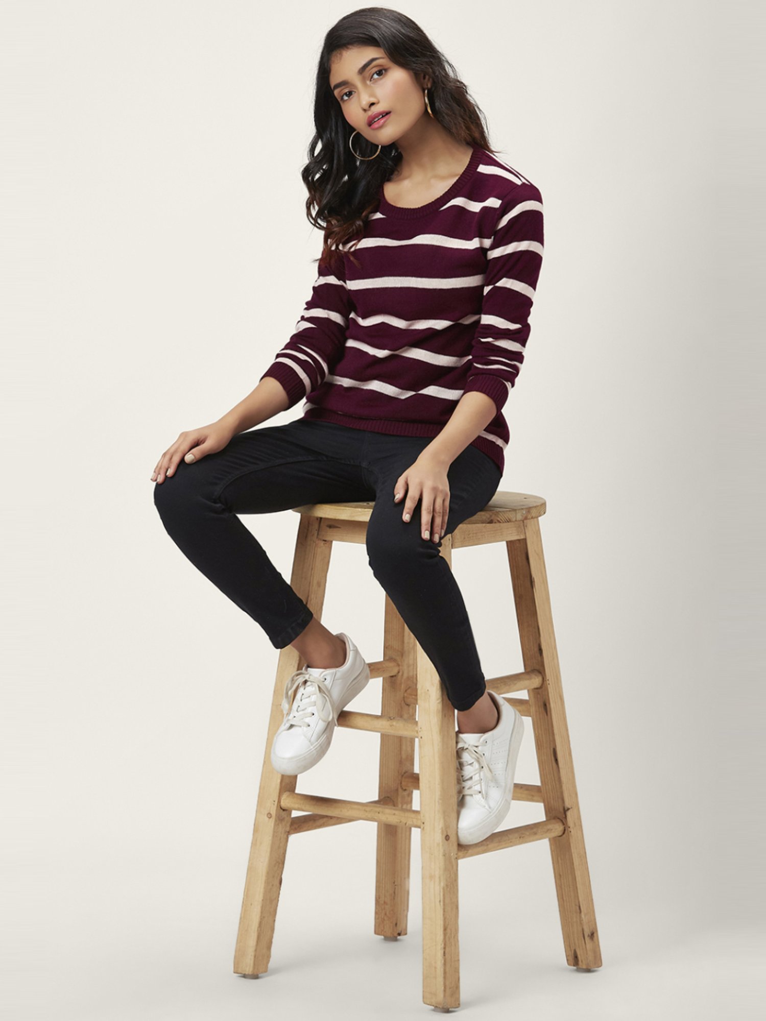 Honey by Pantaloons Maroon Striped Sweater