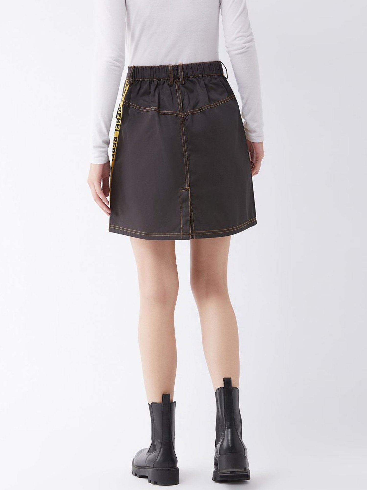 Miss Chase Grey Printed Shift Skirt