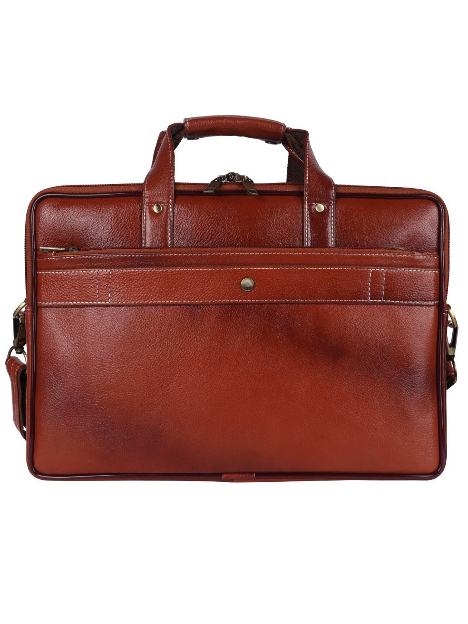 HiLEDER Pure Genuine Premium Stylish Briefcase Laptop Messenger Bag for Men and Women, Tan