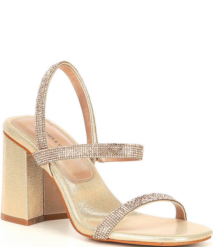 Chelsea & Violet Girli Rhinestone Embellished Block Heel Dress Sandals