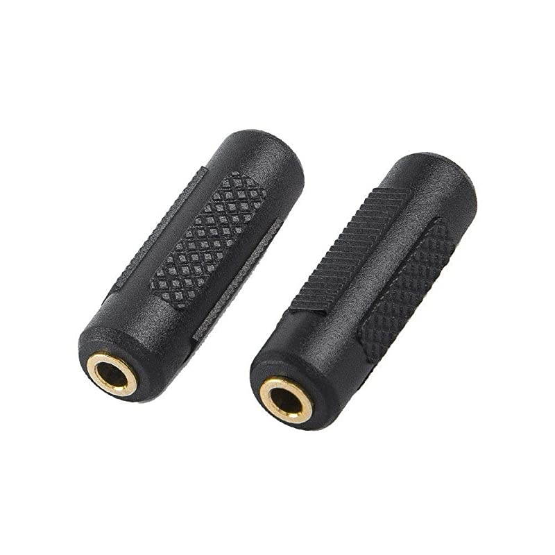 2 Pack 35mm Stereo Jack to 35mm Female to Female Audio Adapter Coupler Gold Plated for Stereo Cable Speakers and Headphones