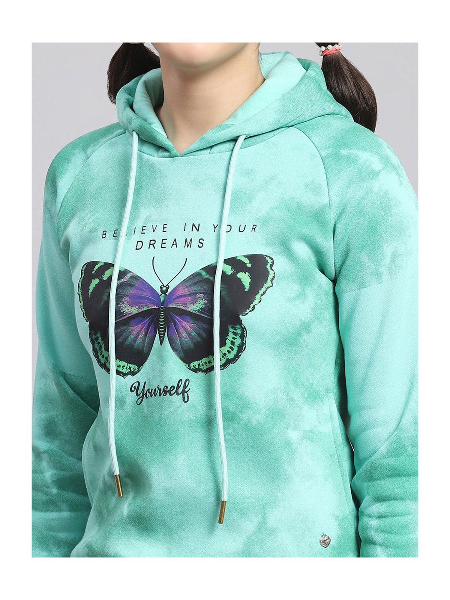 KIDS ONLY Blue Cotton Embroidered Full Sleeves Sweatshirt