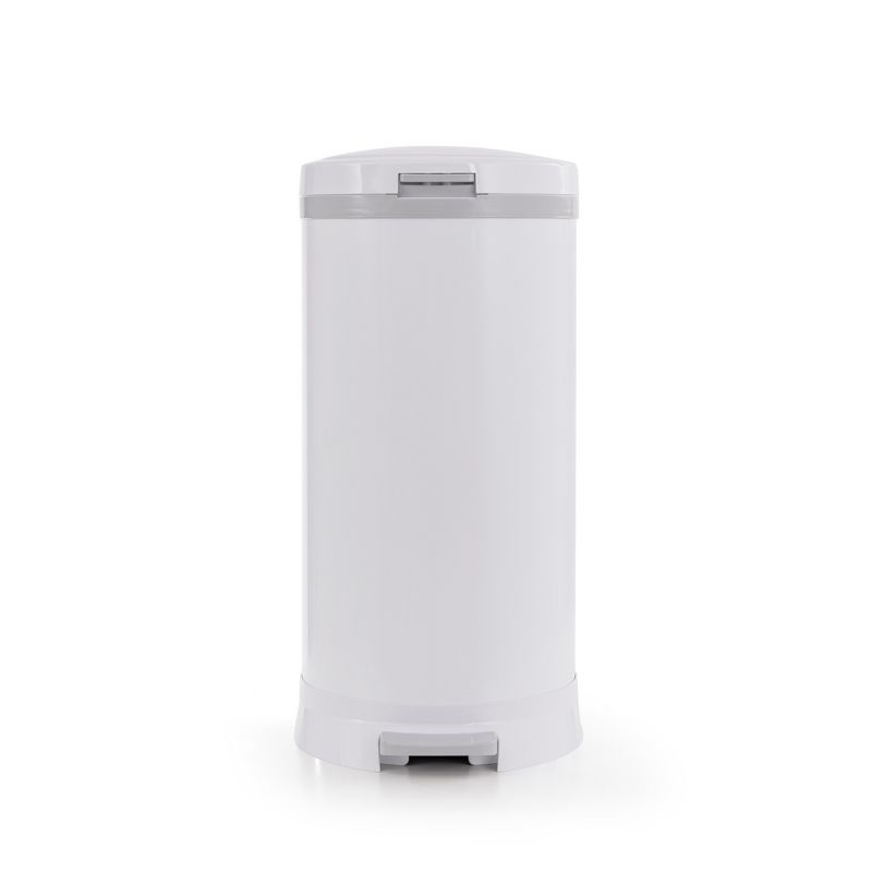Bubula Step Premium Steel & Aluminum Diaper Waste Pail with Air Tight Lid and Security Lock for Nursery or Any Room Use, White