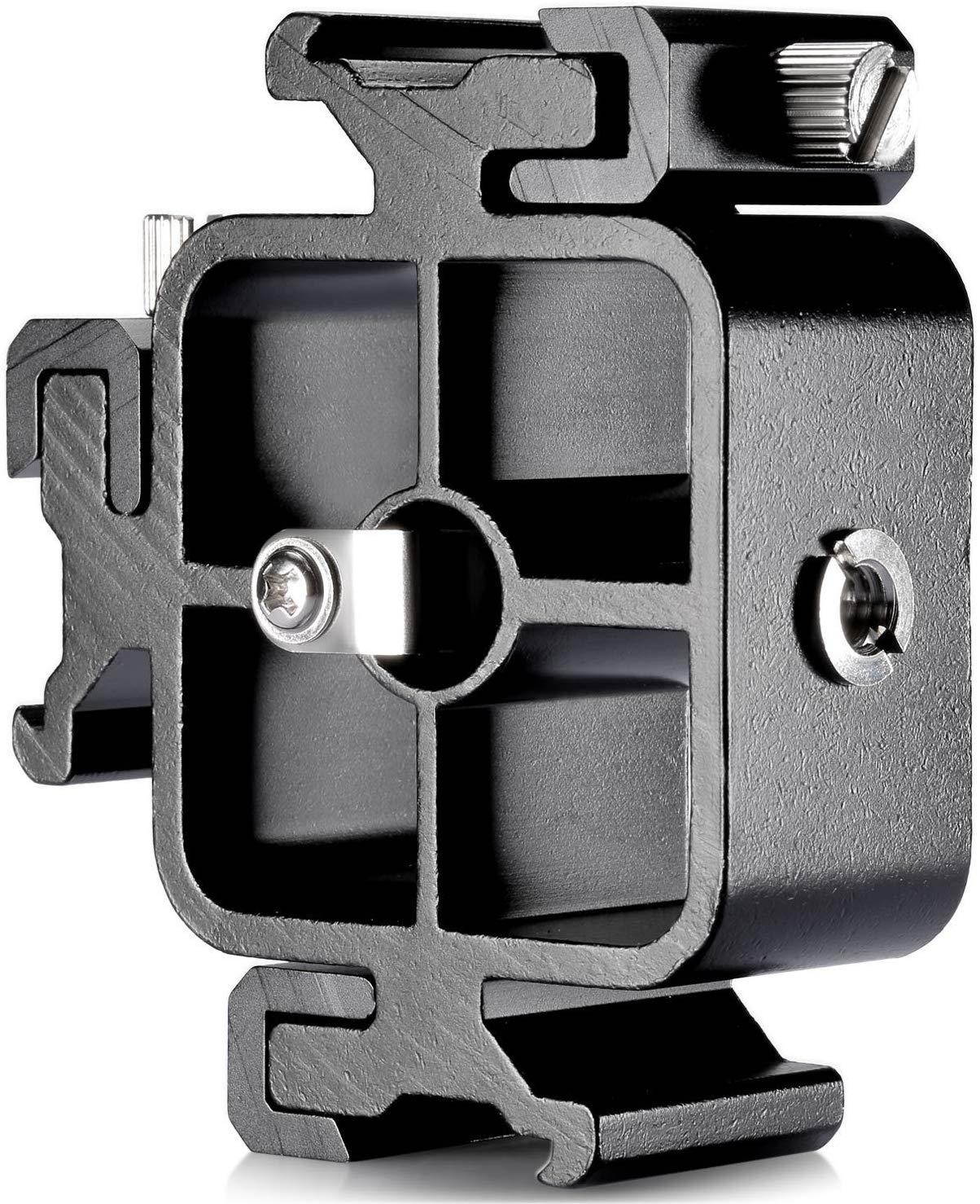 3-in-1 Triple Hot Shoe Mount Adapter with 1/4''-3/8'' Tripod Screw Thread for Flash Holder Bracket Light Stand Umbrella Holder fits Canon, Nikon, Olympus Flash Speedlite