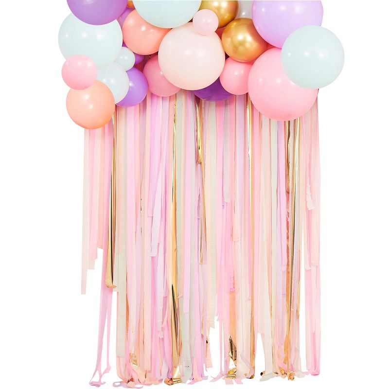 Streamer and Balloon Backdrop Purple/Gold/Blue