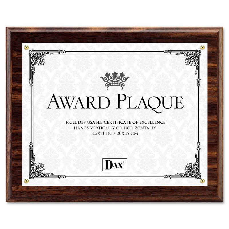 Dax Award Plaque Wood/Acrylic Frame Up to 8 1/2 x 11 Walnut N15818T