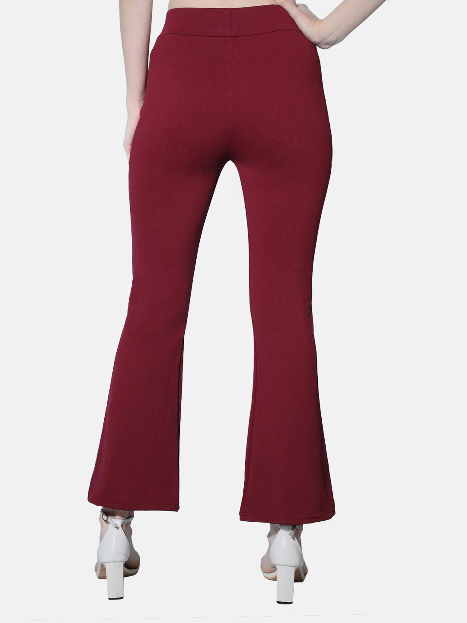 BUYNEWTREND Maroon Mid Rise Trousers