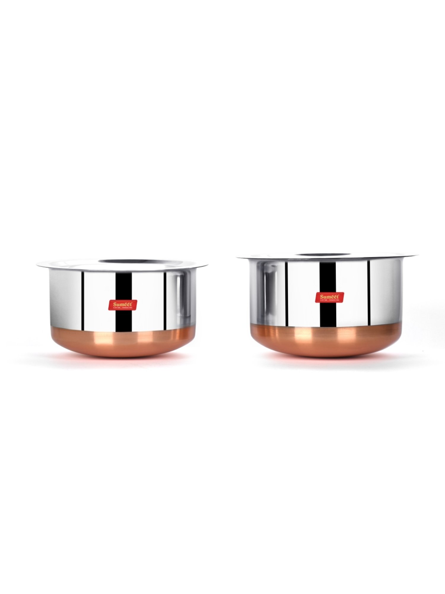 Sumeet Stainless Steel Copper Bottom 2Pc Big Size Tope Set With Lid  (5.7Ltr, 6.7Ltr)