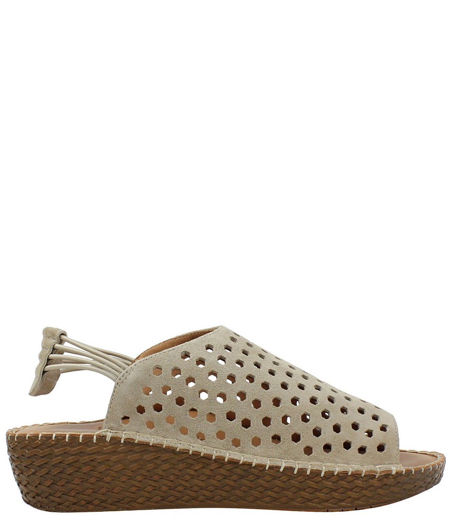 L'Amour Des Pieds Yizzy Perforated Suede Slingback Wedges