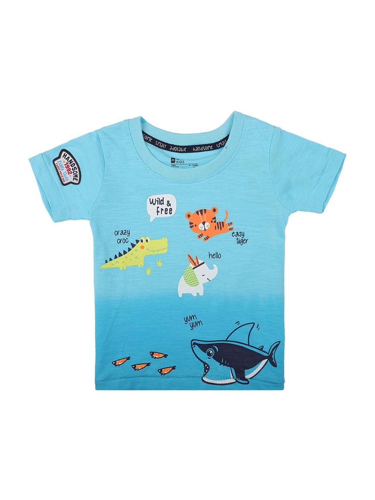 Bodycare Kids Sky Blue Cotton Printed T-Shirt