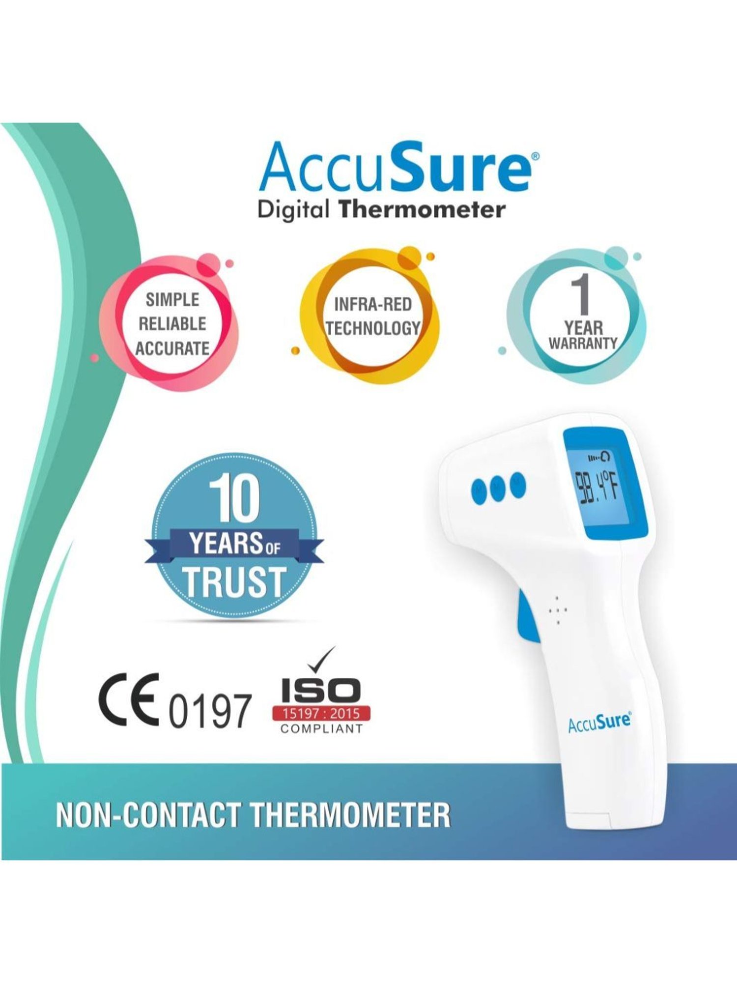 AccuSure HA-650 Non-Contact Digital Infrared Forehead Thermometer for baby & adults for fever