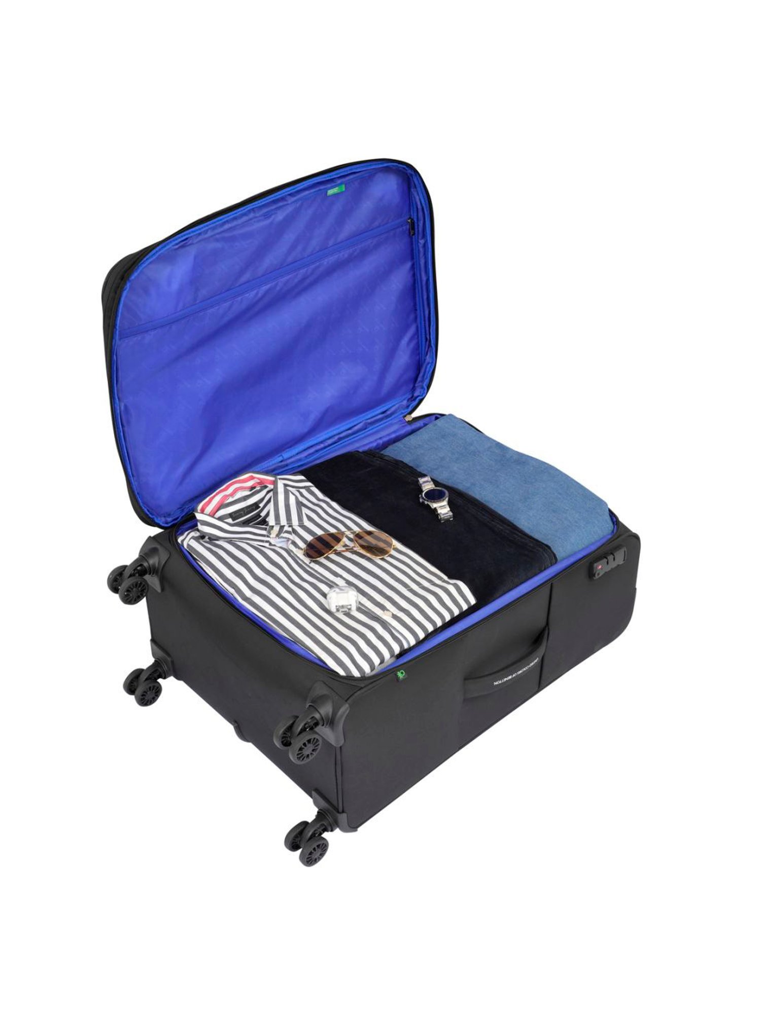 United Colors of Benetton Garret Black Printed Soft Large Trolley Bag -78 Cms