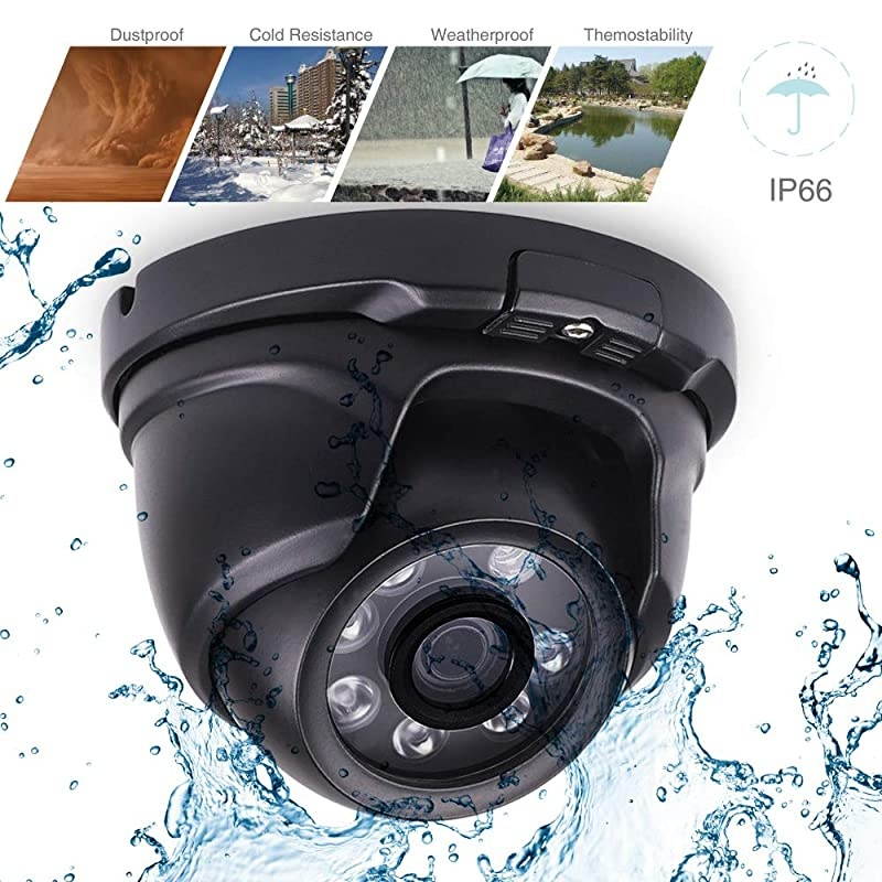4 Pack 2MP Full HD 1080P Dome Cameras Outdoor Indoor Home Analog Camera with Clear Day and Night Vision Metal Housing Suitable for 1080P TVI Hybrid DVR Recorder and CCTV SystemBlack