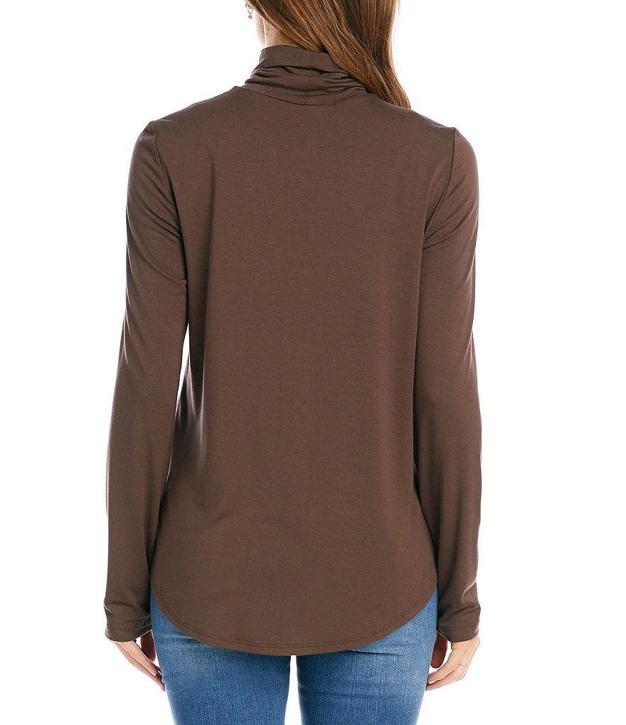 Karen Kane Long Sleeve Curved Hem Jersey Knit Turtleneck
