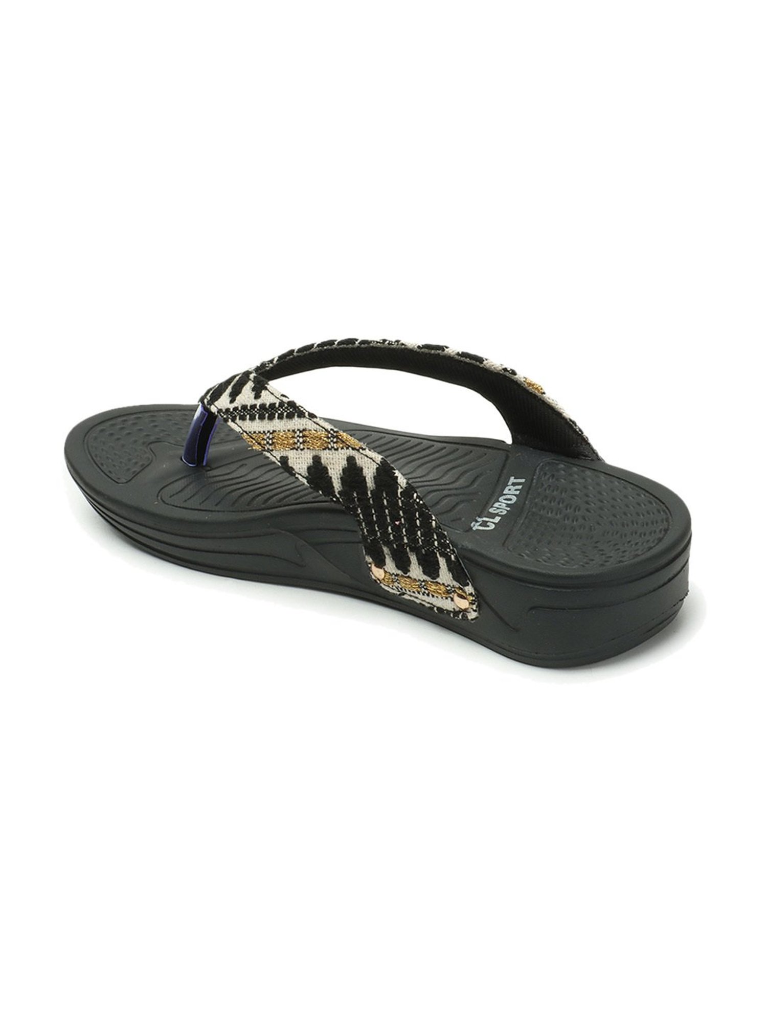 CL Sports by Carlton London Women's Black Thong Wedges