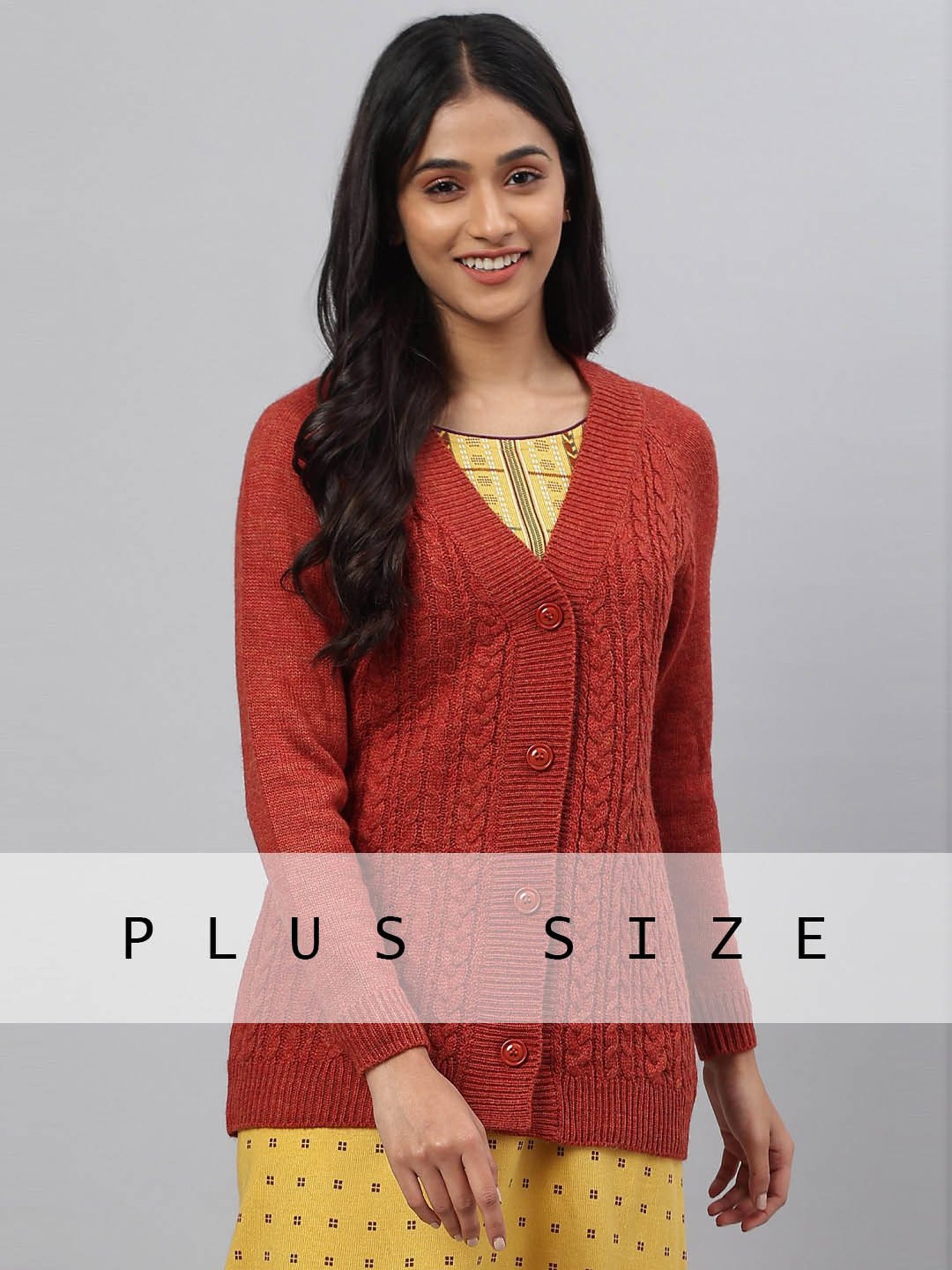 Aurelia Orange Regular Fit Cardigan