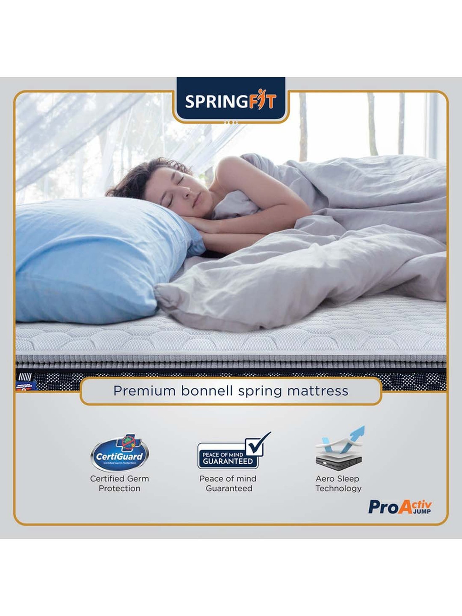 Springfit Pro Activ Jump Ortho Bonnell Spring Luxury Bed Mattress 6 inch-Single Size(72x36x6)