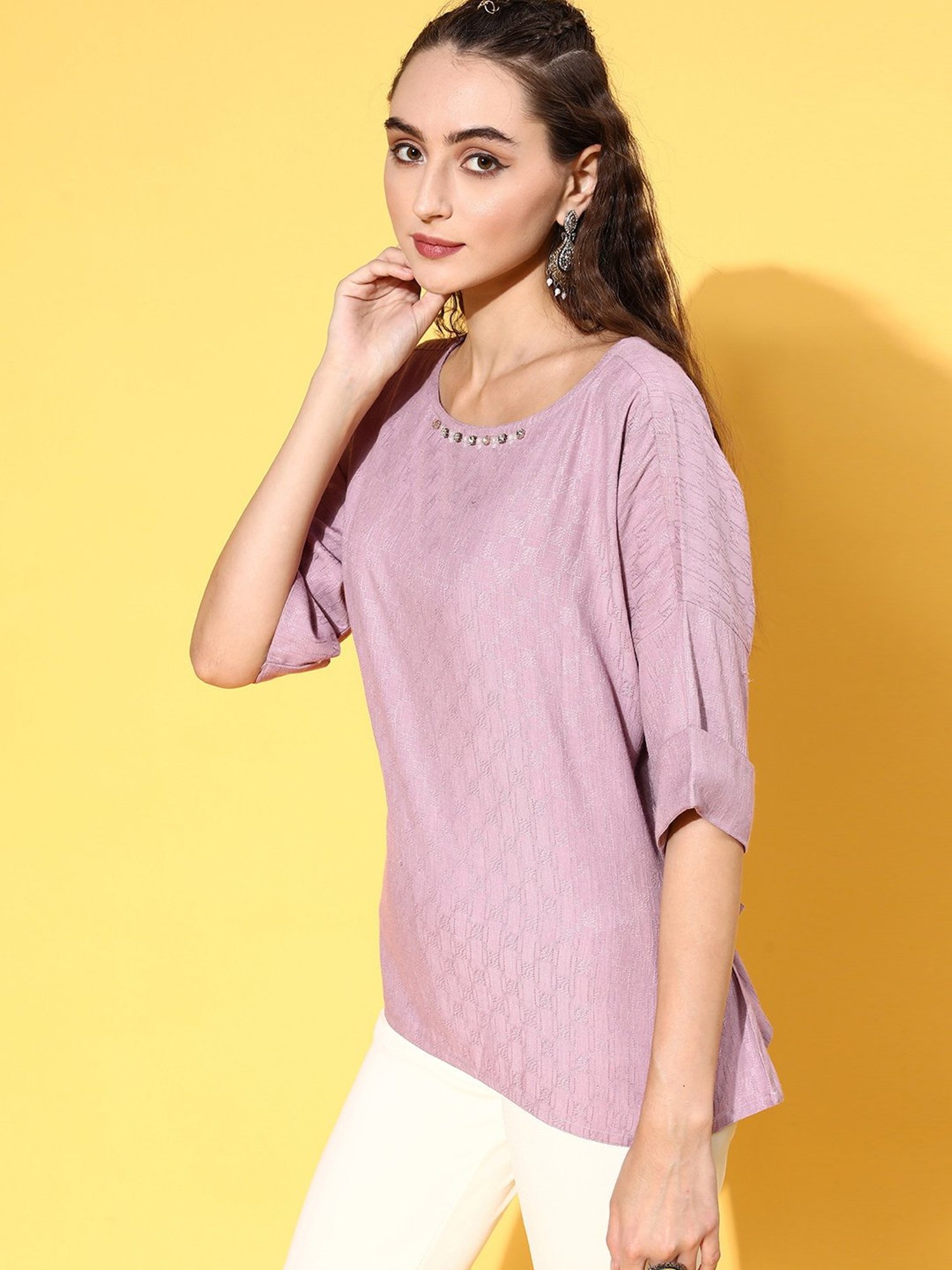 Jaipur Kurti Purple Regular Fit Top