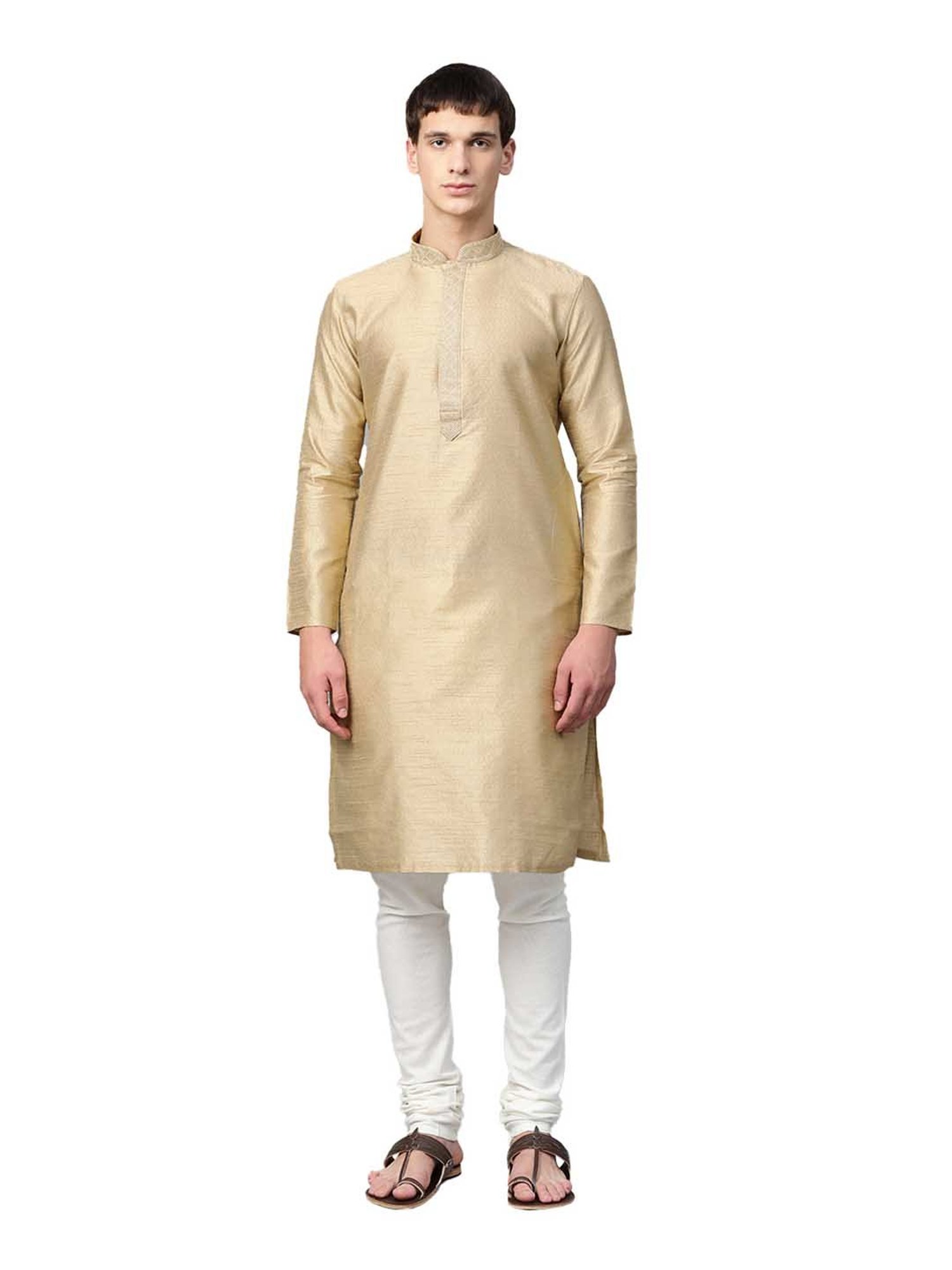 Manthan Fawn & White Regular Fit Kurta