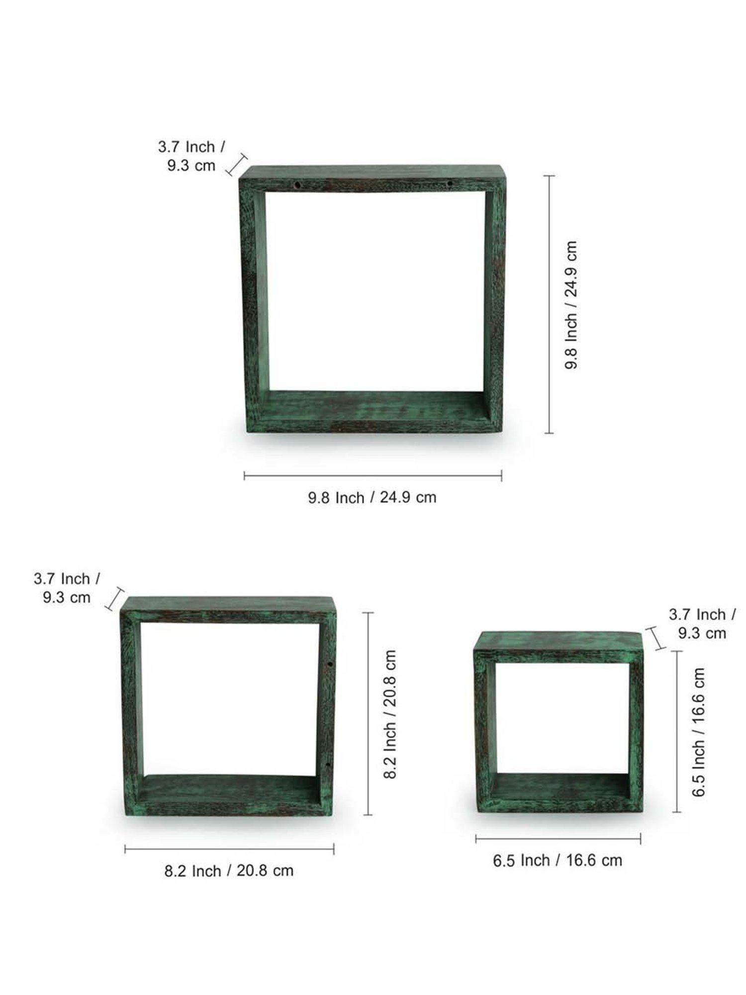 ExclusiveLane 'Rustic Squares' Antique Finish Nested Wall Shelves In Mango Wood (Set of 3)