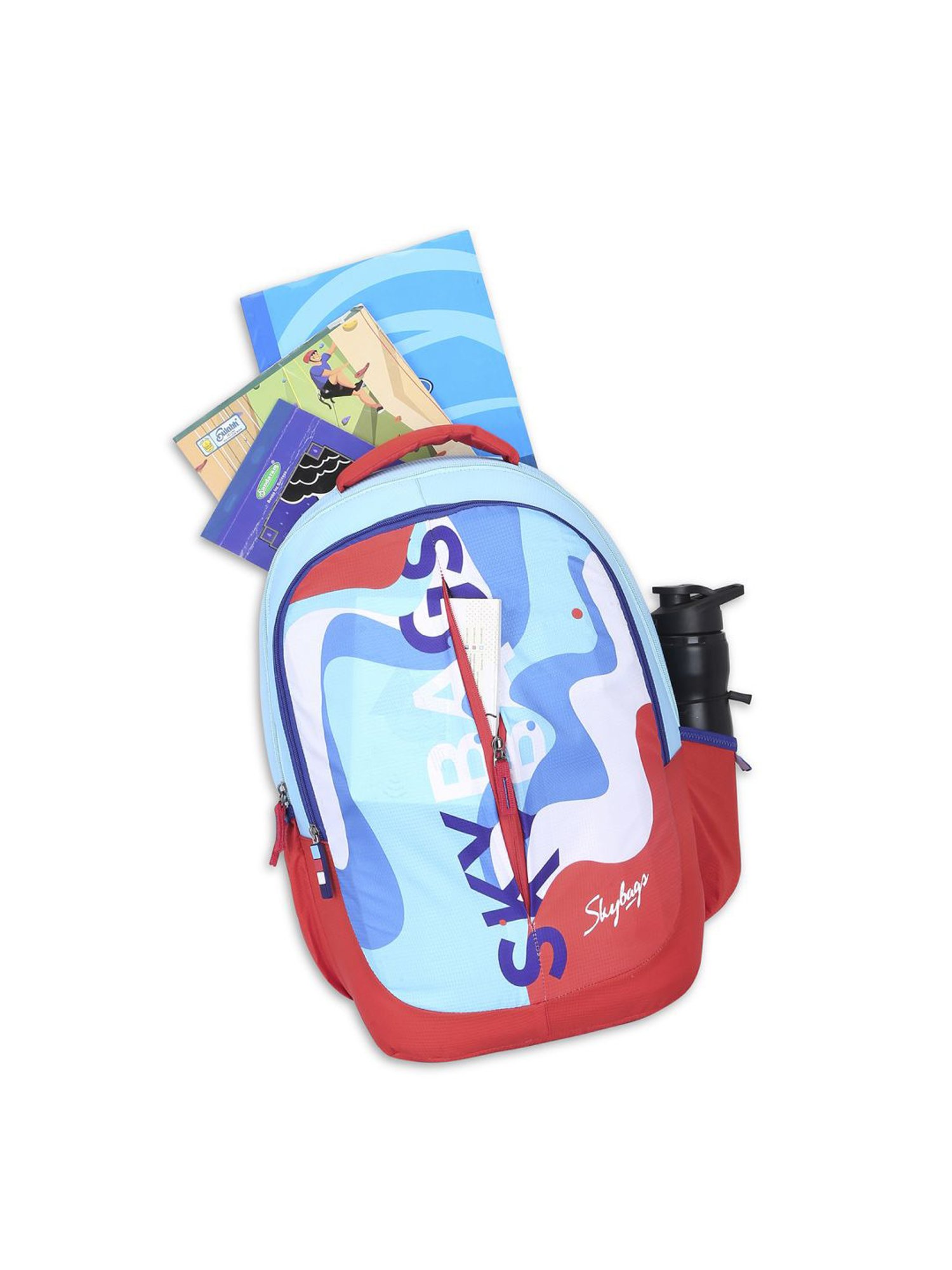 Skybags Klan 06 Red & Blue Polyester Printed Backpack - 32 Ltrs
