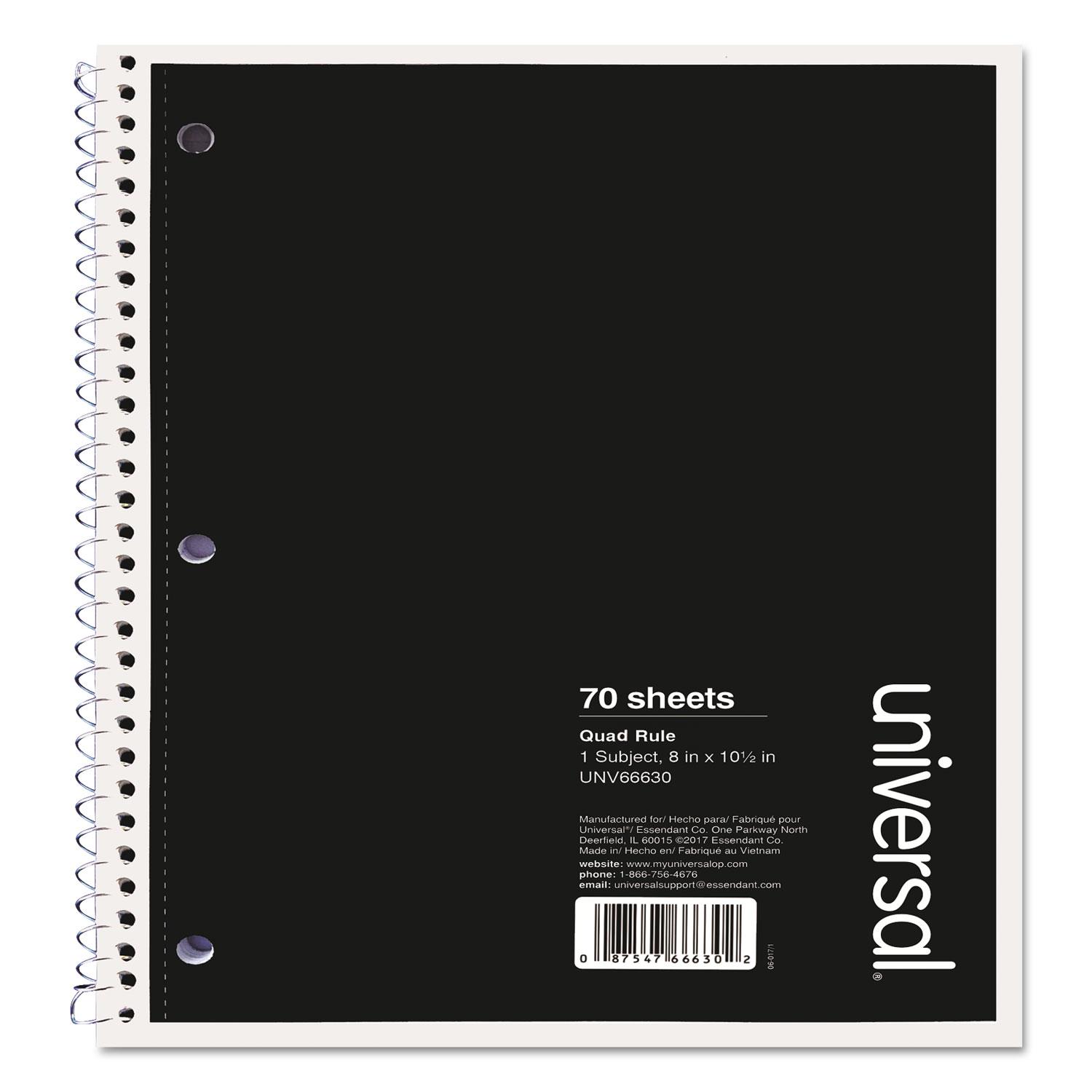 Wirebound Notebook Quadrille Rule 8" x 10.5" 1 Subject Black