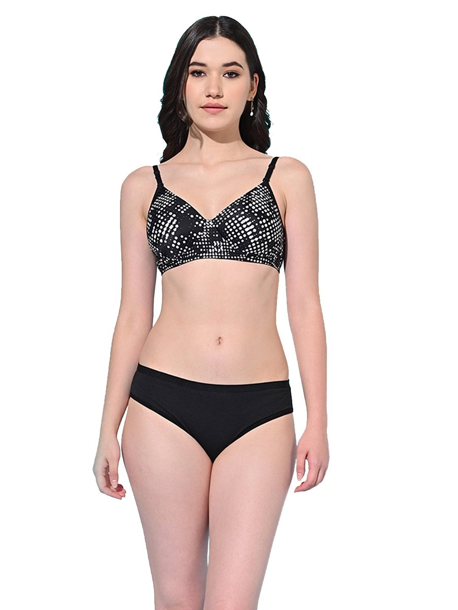 mod & shy Pink Self Pattern Lingerie Set