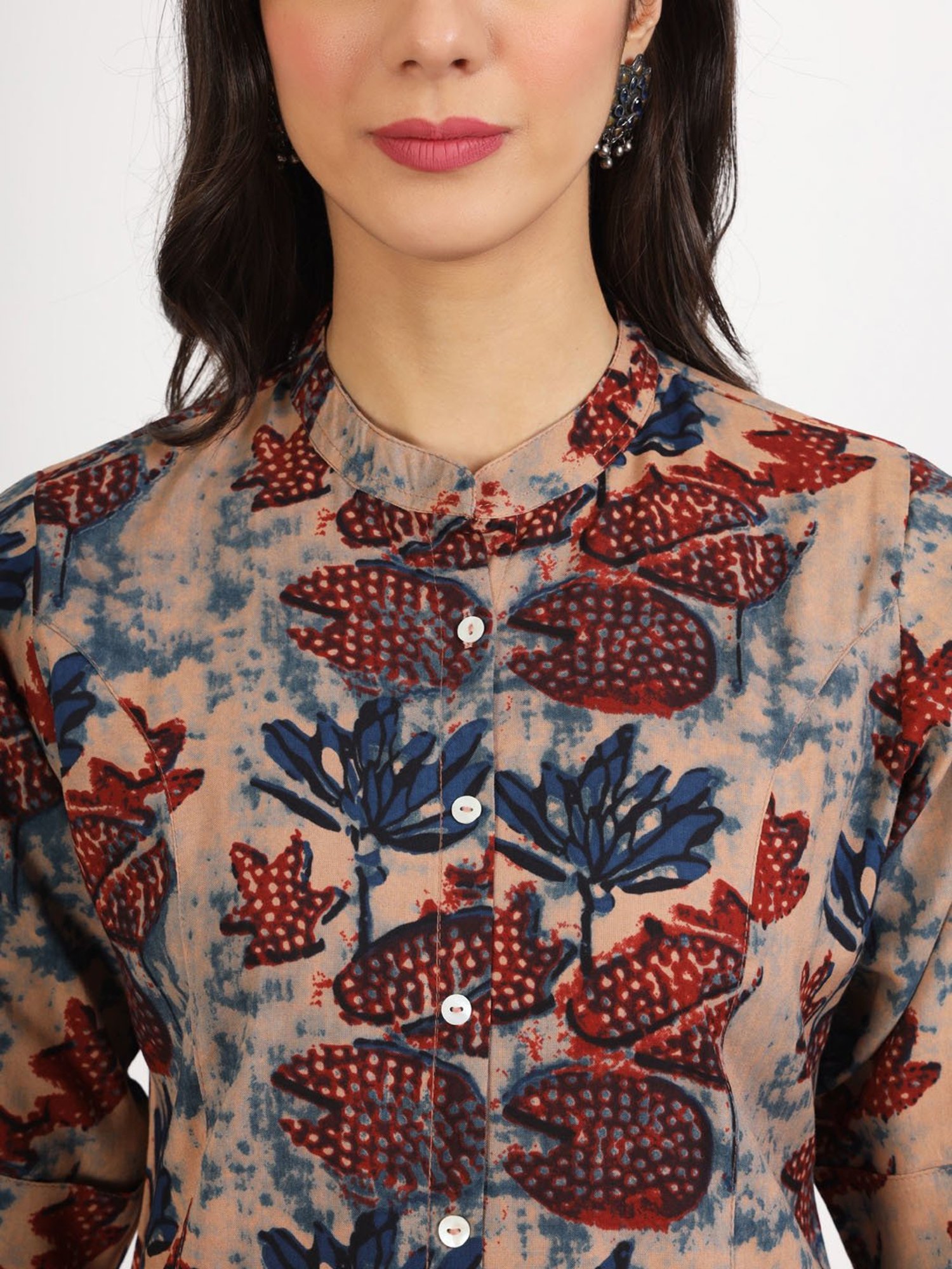 Divena Beige Floral Print Tunic