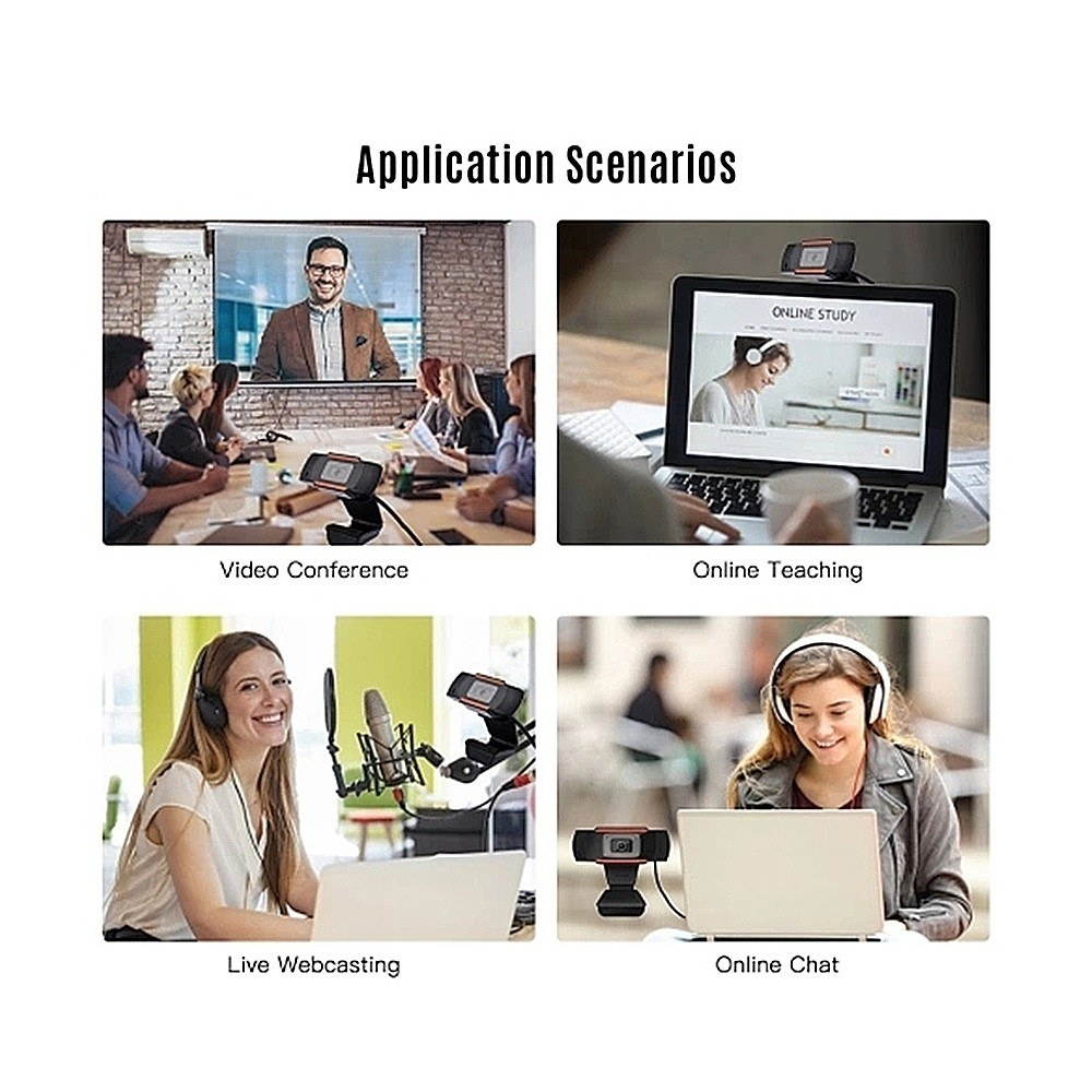 1080P 2MP Wide-Angle HD Webcam 30fps Auto Focusing Web Cam Noise-reduction MIC Laptop Computer Camera USB Plug