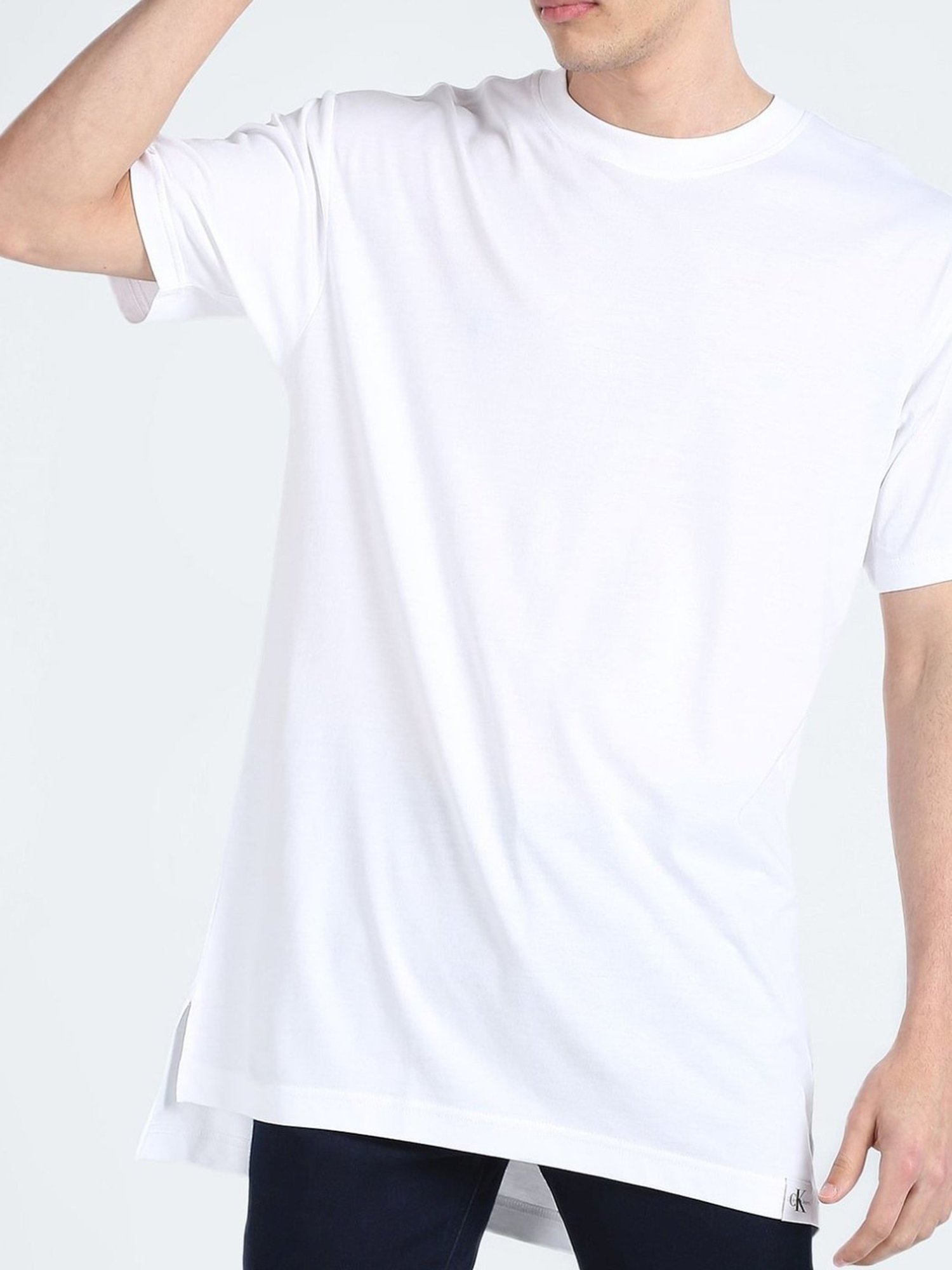 Calvin Klein Jeans White Comfort Fit Logo Printed T-Shirt