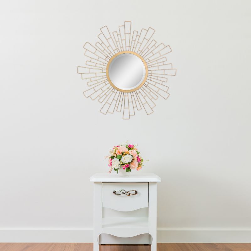 23" Metal Sunburst Wall Mirror Gold - Stonebriar Collection