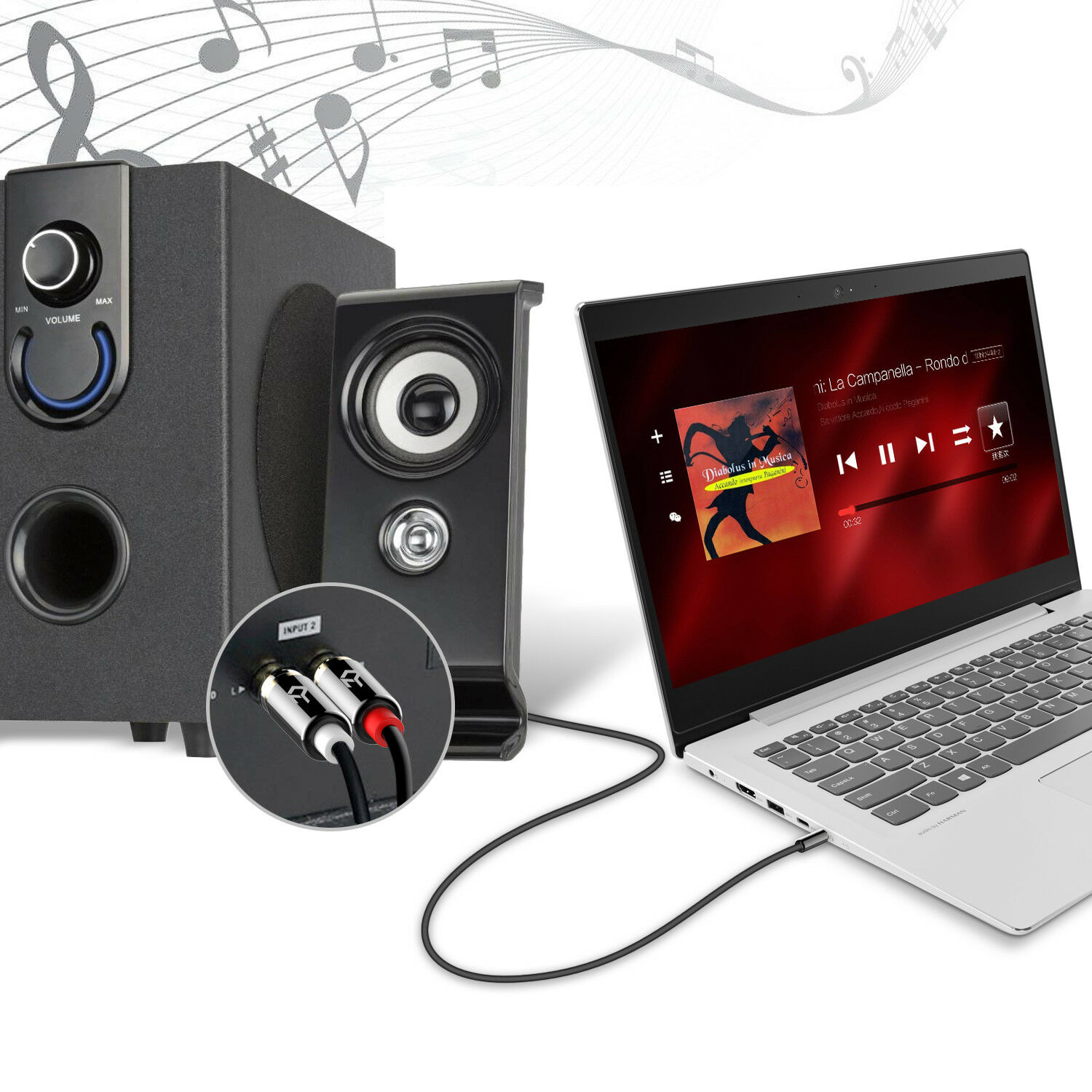 Rankie RCA Cable 3.5mm to 2 RCA Audio Auxiliary Stereo Y Splitte 6FT