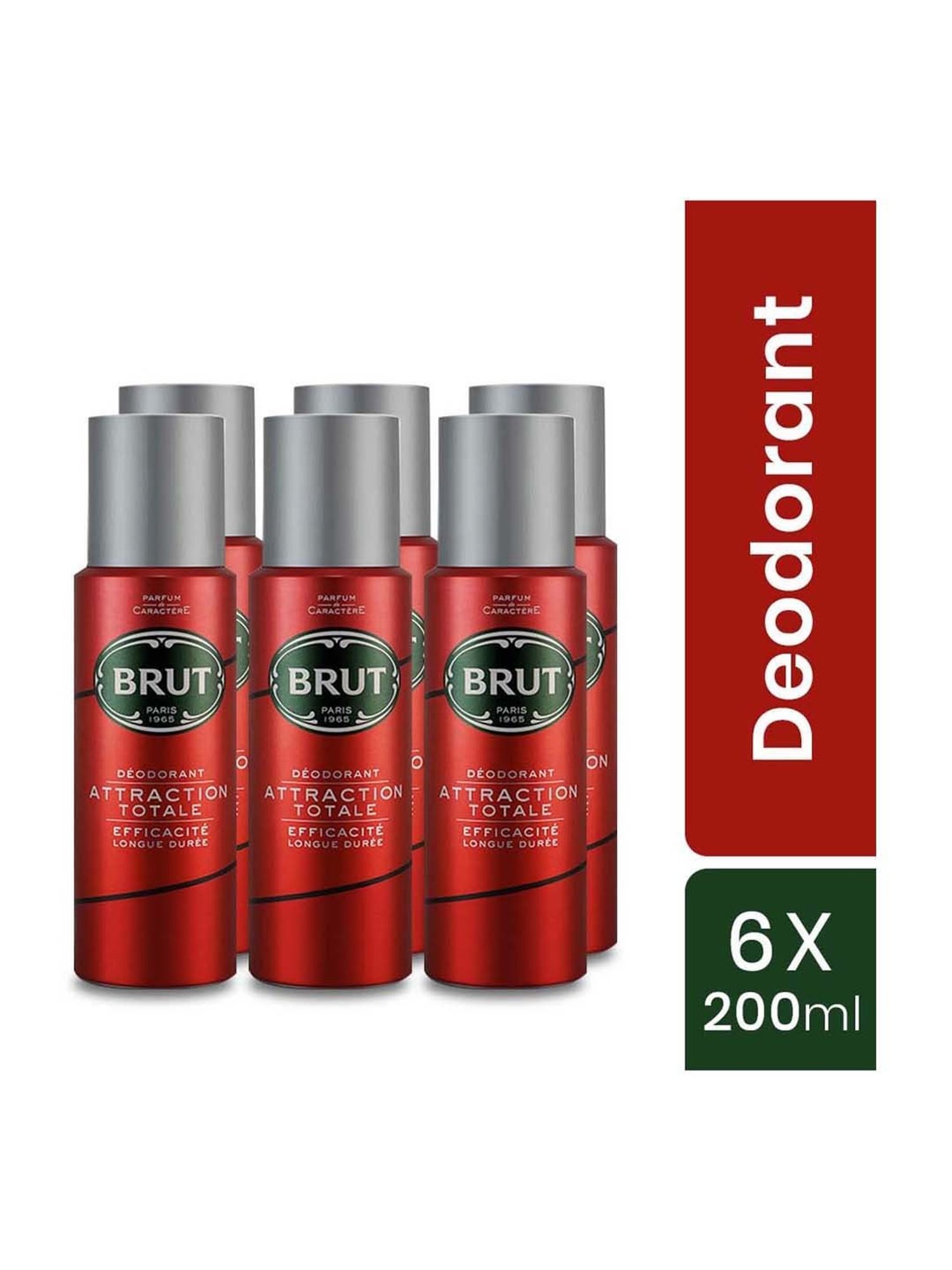 Brut Deodorant Spray Attraction for Men - 200 ml (Pack of 6)