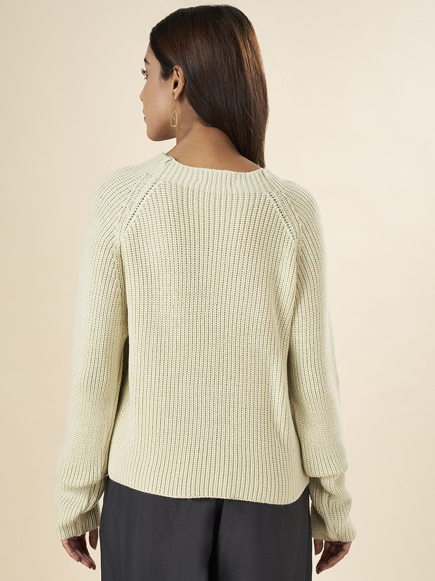 Akkriti by Pantaloons Beige Regular Fit Sweater