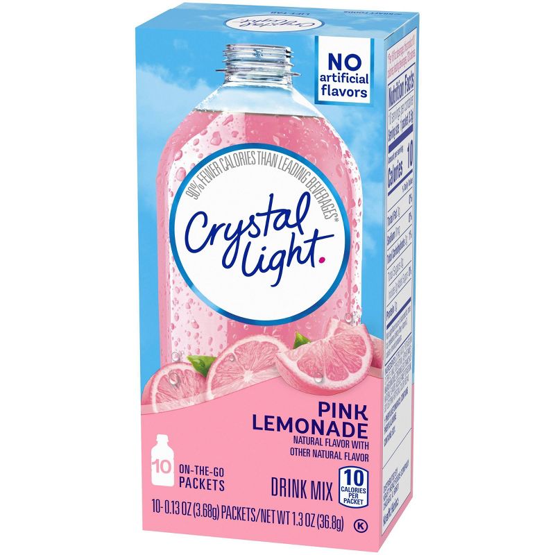 Crystal Light On The Go Natural Pink Lemonade Drink Mix - 10pk/0.13oz Pouches