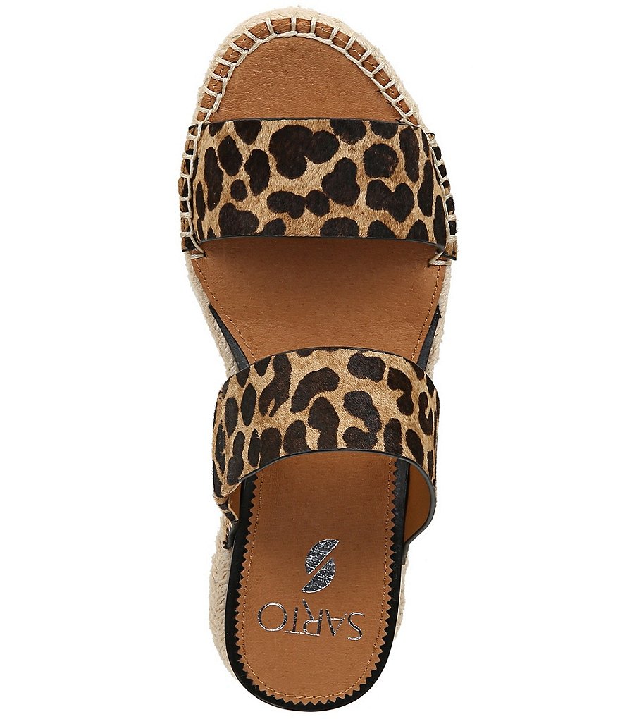 Sarto By Franco Sarto Cappy Leopard Print Calf Hair Espadrille Platform Sandals